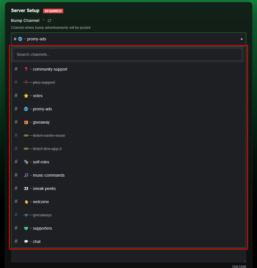Bump Channel Configuration