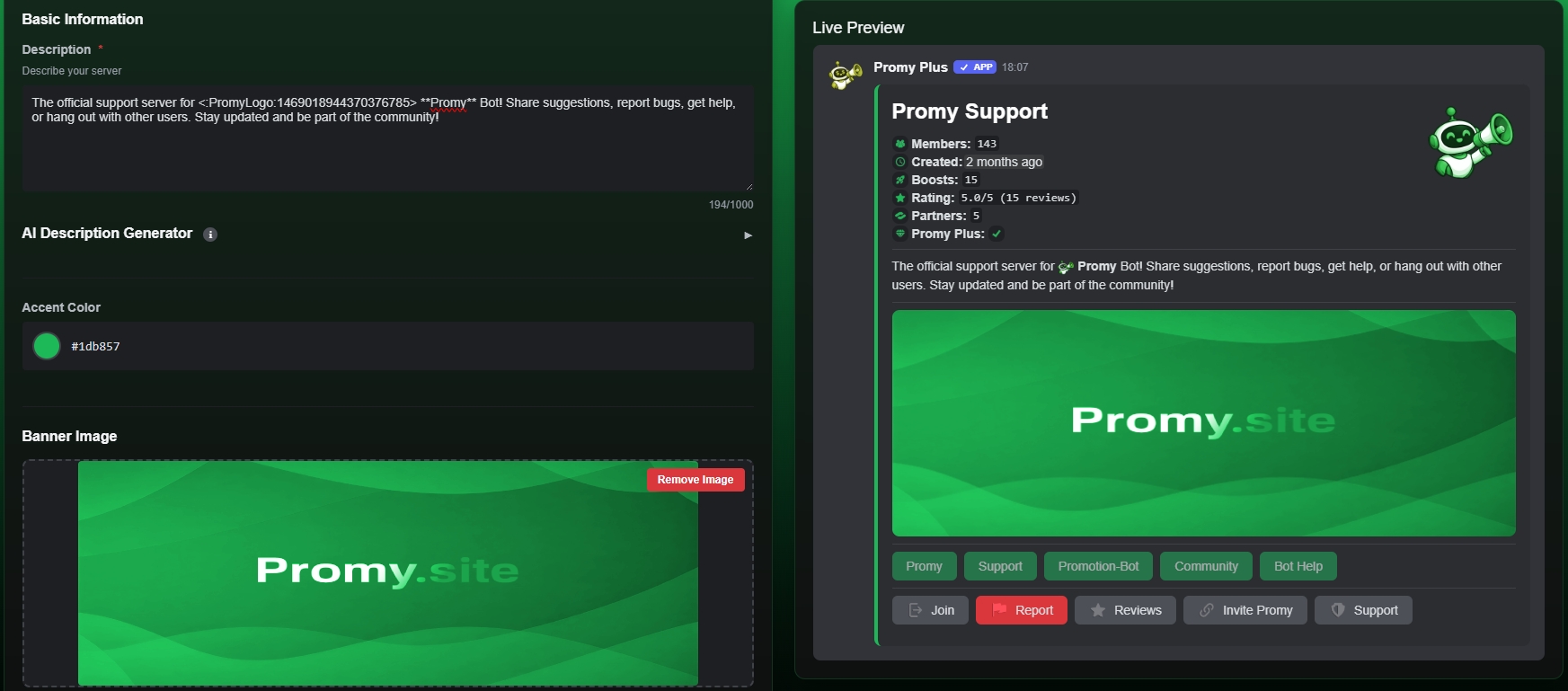 Server Description Editor