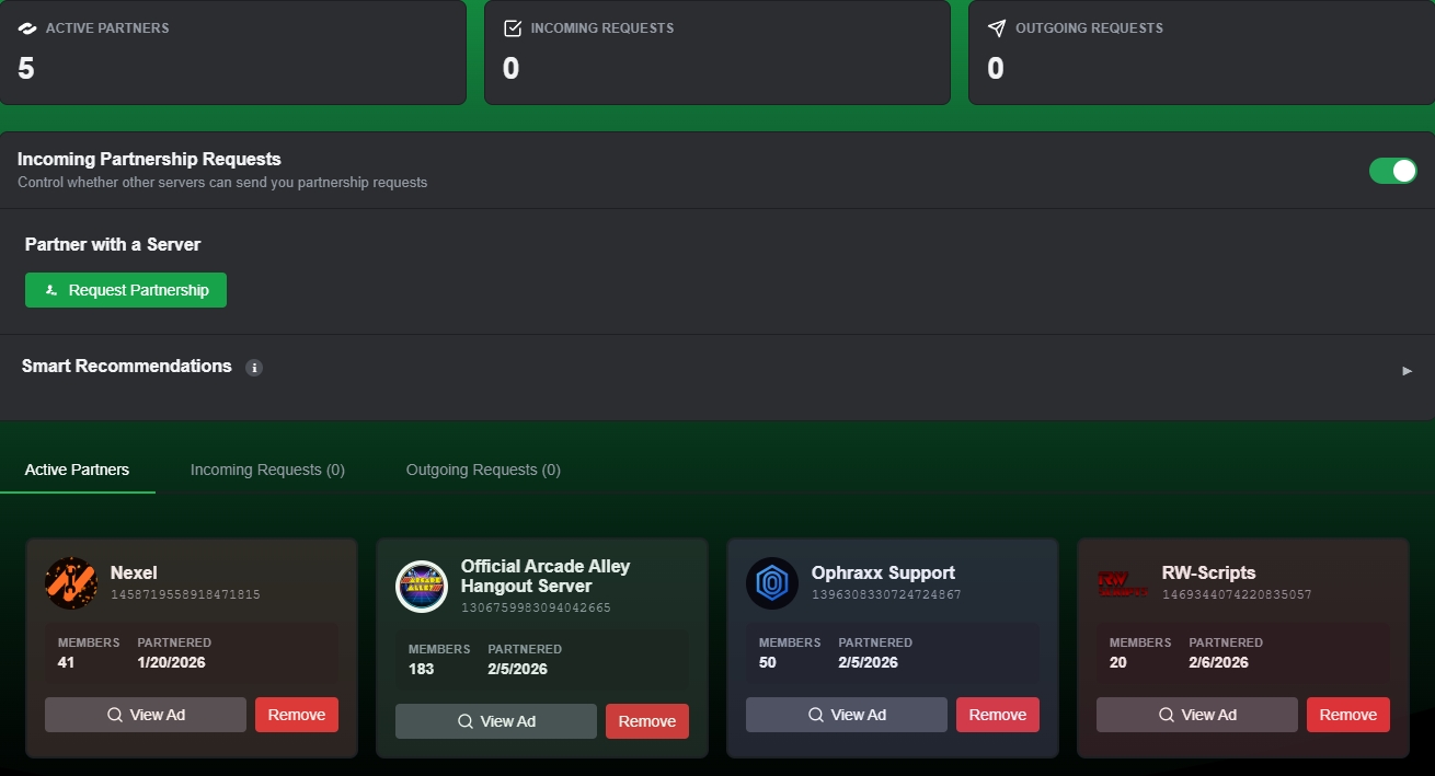 Screenshot of the Promy partnership management interface